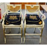 Clive Christian; a pair of Regency style high seated open armchairs,