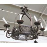 A Victorian Gothic style eight branch chandelier,