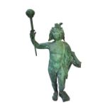 An Italian green patinated bronze model of Hermes, 19th century, semi-nude,