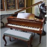 Hoffamm; a 20th century iron framed overstrung boudoir grand piano, on tapering square supports, (a.