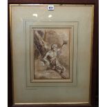 Attributed to Gerard de Lairesse (1640-1711), A Satyr, sepia watercolour, 30cm x 20cm.
