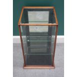 A Victorian mahogany framed table top display cabinet with pair of shelves, 43cm wide x 69cm high.