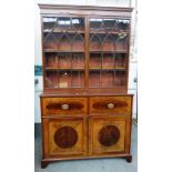 George III inlaid mahogany secretaire cabinet,