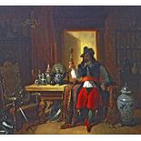 Pieter Bernhard (1813-1880), A Cavalier in his study with glass of wine, oil on panel, signed, 44.