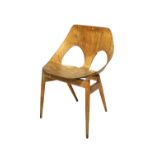 An Art Deco laminated beech 'Kandya' chair, 52cm wide x 73cm high.