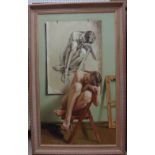 Russian School (20th century), The model, oil on canvas, signed, inscribed on reverse, 111cm x 64cm.