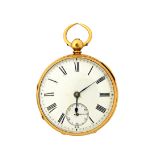 An 18ct gold cased, key wind, openfaced pocket watch,