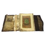 A large South East Asian Qur'an, two illuminated leaves,