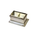 A Victorian silver rectangular hinge lidded table stamp box,
