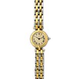 A lady's steel and gold Cartier Quartz bracelet wristwatch,