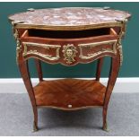 A late 19th century French gilt metal mounted kingwood and mahogany circular side table,