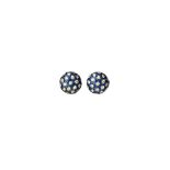 A pair of 18ct white gold, sapphire and diamond cluster earclips,