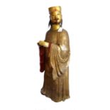 A Chinese gilt figure, 20th century, fibre glass papier mache, wood and gesso,