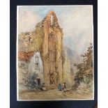 William Callow (1812-1908), St Crucis Abbey, watercolour, signed, unframed, 40.5cm x 32cm.