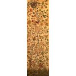 A oak and crewel work four fold screen, early 20th century,