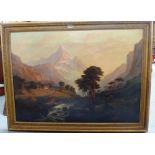 Casperino (19th century), Mountainous Alpine landscape, oil on canvas, signed, 69cm x 95cm.
