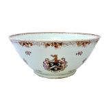 A pair of 'famille-rose' armorial punchbowls, late 19th/20th century,