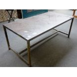 20th century design; a steel rectangular dining table on box tube supports, 183cm x 91cm.