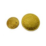 A Turkish gold one hundred piastres and a Turkish gold twenty-five piastres, (2).