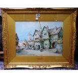 George Goodall (early 20th century), Old Dutch Houses, watercolour, signed, 28.5cm x 39cm.