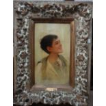 Domenico Forlenza (1880-1934), Italian peasant boy, oil on canvas, signed, 28cm x 16cm.