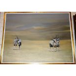 Hester Schuler (20th century), Three Oryxes in the desert, oil on canvas, signed and dated 1989,