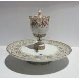 A Copeland pottery Lazy Susan, with circular tier and samovar finial, impressed mark (a.