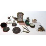 Collectables, including; a Negretti and Zambra pocket barometer, miniature bronze models,