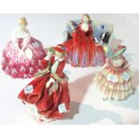 Ceramics comprising; A group of four Royal Doulton figures; 'Sweet and Twenty HN1298',