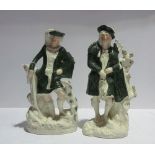 A group of pottery, mostly English, including; a pair of Staffordshire figures of Highlanders,