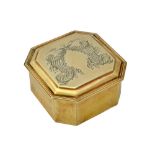 A Britannia Standard silver gilt octagonal box and cover,