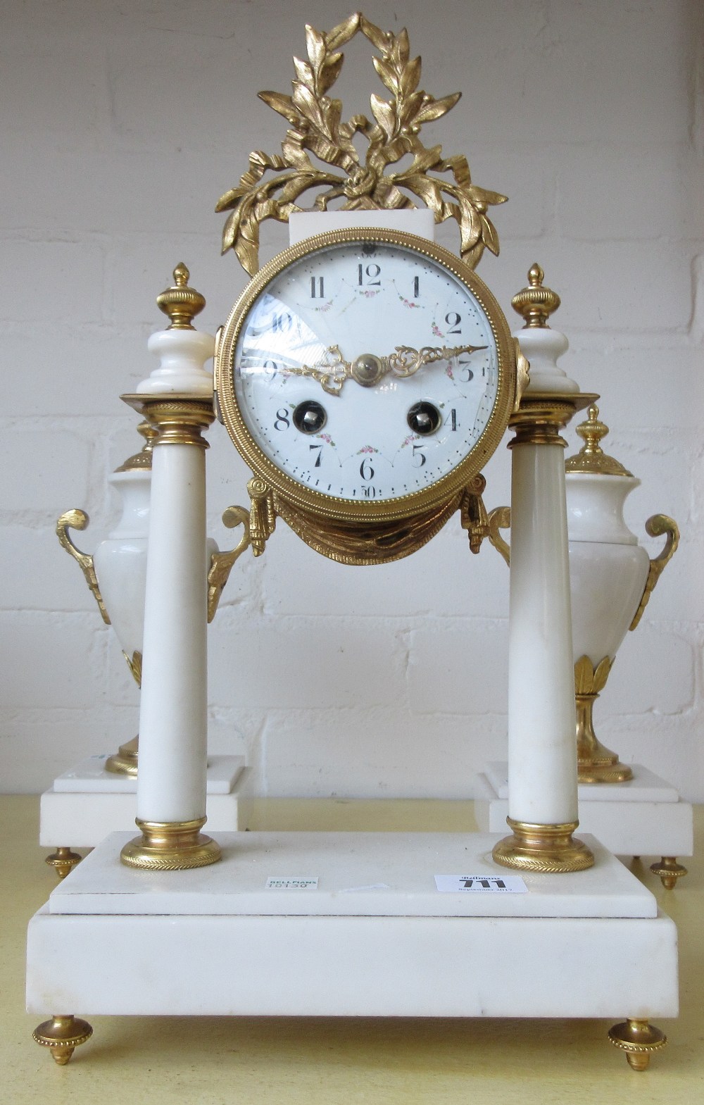 A French Empire style mantel clock garniture, early 20th century, - Image 3 of 3