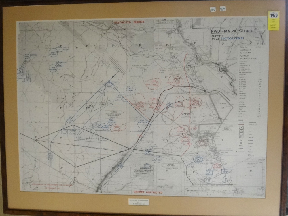 DESERT STORM - 3 Printed & Declassified Operational Maps for the concluding combat days (Feb 25th,