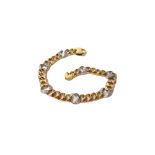 An 18ct gold and diamond set bracelet, in a stylised curb link design,