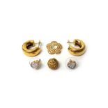 A pair of gold semicircular earrings, detailed '750 A', by Kiki McDonough,