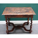 A William & Mary floral marquetry oyster veneered rectangular side table with single frieze drawer