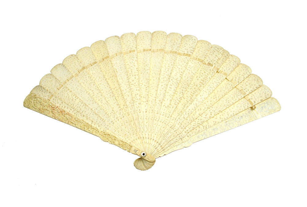 A Cantonese carved and pierced ivory fan, late 19th /early 20th century,