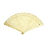 A Cantonese carved and pierced ivory fan, late 19th /early 20th century,