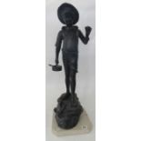 A patinated bronze figure, 'Fisher Boy', 20th century, signed to the cast 'Demartino',