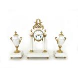 A French Empire style mantel clock garniture, early 20th century,