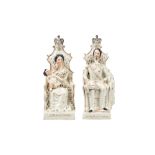 A pair of Staffordshire portrait figures, Emperor and Empress of France, 19th century,