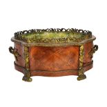 A 19th century French gilt metal mounted marquetry inlaid kingwood jardiniere,