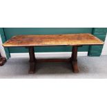 A 17th century style rustic oak refectory table,