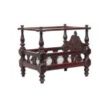 A late 19th century Anglo Indian hardwood miniature four poster bed/cat bed,