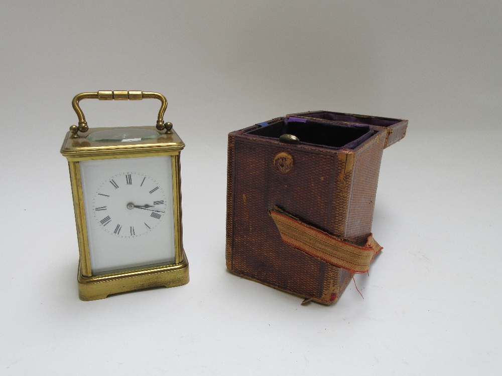 A French R&C brass cased carriage clock, circa 1900, with visible escapement, - Image 2 of 5