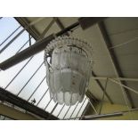 A Sabino Art Deco moulded and frosted glass three tier hanging ceiling light,