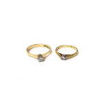 A Swedish gold and diamond set single stone ring, claw set with a circular cut diamond,