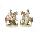 A pair of Staffordshire equestrian figures, Prince and Princess of Wales,