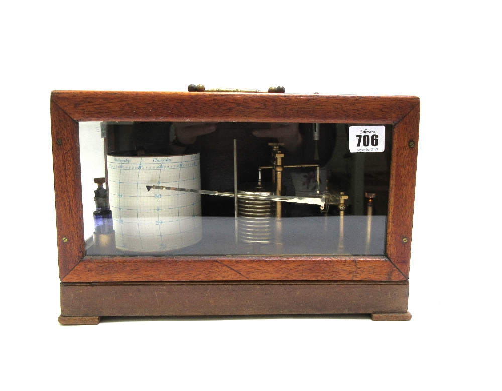 A Short & Mason mahogany cased barograph, circa 1900, with clockwork drum and twelve aneroids,