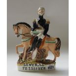 A pair of Staffordshire equestrian figures of Sir George Brown and General Pelissier, 19th century,